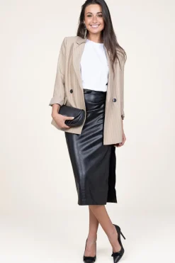 Cheap Second Female Faux Leather Stretch Skirt Seema | Black... | | Little Soho