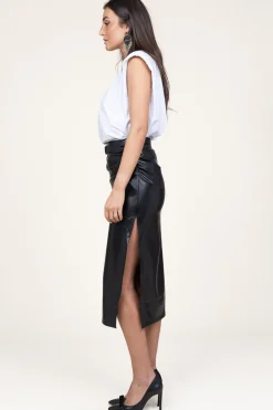 Cheap Second Female Faux Leather Stretch Skirt Seema | Black... | | Little Soho
