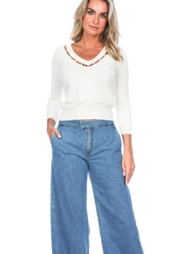 Sale Twinset Fine Knitted Sweater With Pearl Details Milano | Natural... | | Little Soho