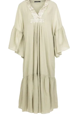 Hot Greek Archaic Kori Flowy Embroidered Maxi Dress Ireen | Green... | | Little Soho