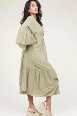 Hot Greek Archaic Kori Flowy Embroidered Maxi Dress Ireen | Green... | | Little Soho