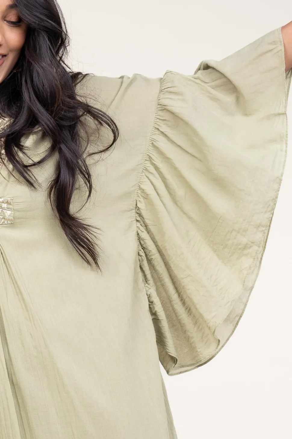 Hot Greek Archaic Kori Flowy Embroidered Maxi Dress Ireen | Green... | | Little Soho