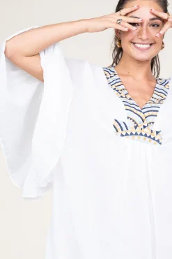 Hot Greek Archaic Kori Flowy Embroidered Maxi Dress Ireen | White... | | Little Soho