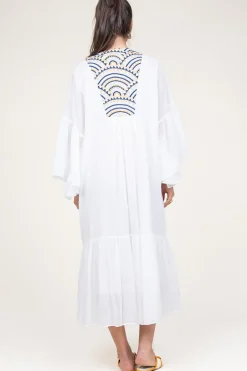 Hot Greek Archaic Kori Flowy Embroidered Maxi Dress Ireen | White... | | Little Soho
