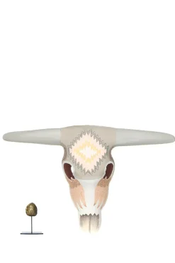 Fashion Little Soho Living Hand-Painted Wooden Buffalo Mask Jeff | Grey/Light Pink... | | Little Soho