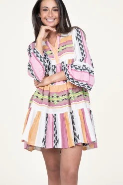 Shop Devotion Jacquard Mini Dress Ella | Pink... | | Little Soho