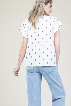 Shop Lollys Laundry Jacquard Top With Print Isabel | Natural... | | Little Soho