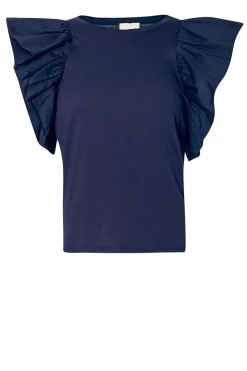 Outlet Liu Jo Jersey Poplin T-Shirt Relievo | Blue... | | Little Soho