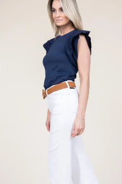 Outlet Liu Jo Jersey Poplin T-Shirt Relievo | Blue... | | Little Soho