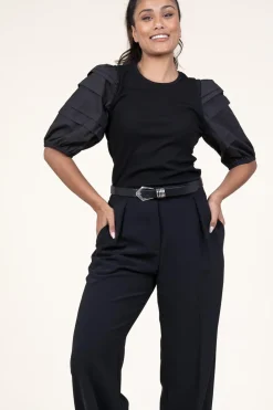 Discount Dante 6 Jersey Top With Poplin Sleeves Elyse | Black... | | Little Soho