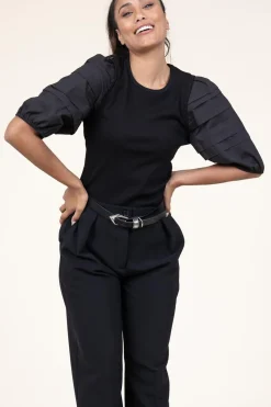 Discount Dante 6 Jersey Top With Poplin Sleeves Elyse | Black... | | Little Soho