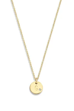 Shop Just Franky 14K Golden Necklace Coin Diamond 43 Cm | Yellow Gold... | | Little Soho