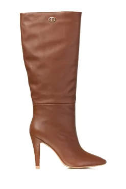 Fashion Twinset Knee High Boots Lara | Camel... | | Little Soho