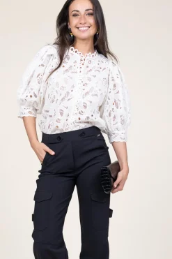 Clearance Copenhagen Muse Lace Blouse With Puffed Sleeves Mala | Natural... | | Little Soho
