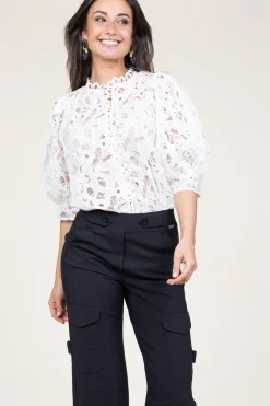 Clearance Copenhagen Muse Lace Blouse With Puffed Sleeves Mala | Natural... | | Little Soho