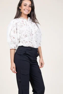 Clearance Copenhagen Muse Lace Blouse With Puffed Sleeves Mala | Natural... | | Little Soho