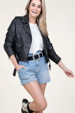 Store ba&sh Leather Belt With Big Buckle Belen | Black... | | Little Soho