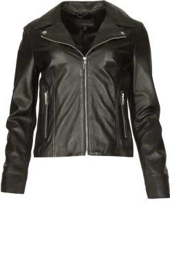 Store STUDIO AR Leather Biker Jacket With Tricot Details Kendall | Black... | | Little Soho