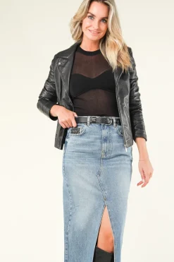 Store STUDIO AR Leather Biker Jacket With Tricot Details Kendall | Black... | | Little Soho