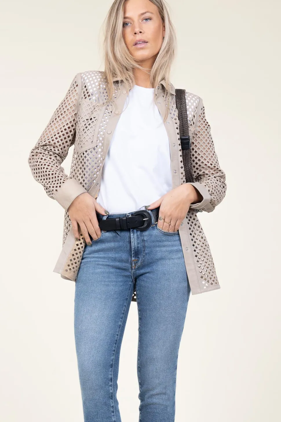 Cheap Ibana Leather Blouse Tjez | Taupe... | | Little Soho