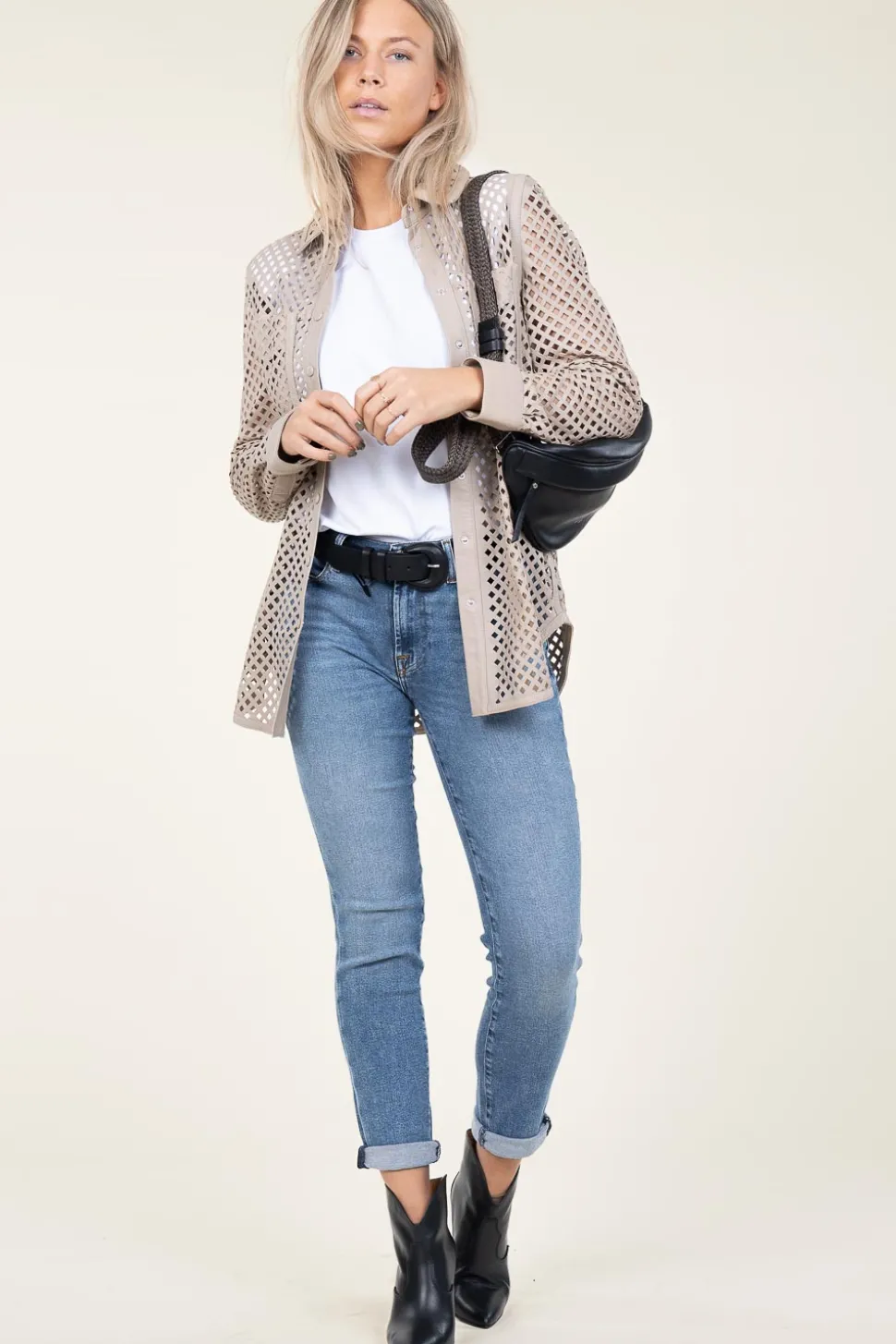 Cheap Ibana Leather Blouse Tjez | Taupe... | | Little Soho