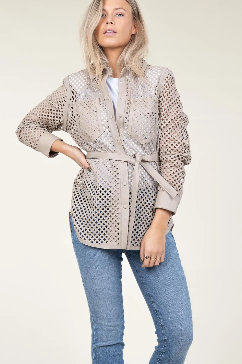 Cheap Ibana Leather Blouse Tjez | Taupe... | | Little Soho