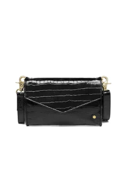 Outlet Depeche Leather Clutch With Croco Print Motif | Black... | | Little Soho