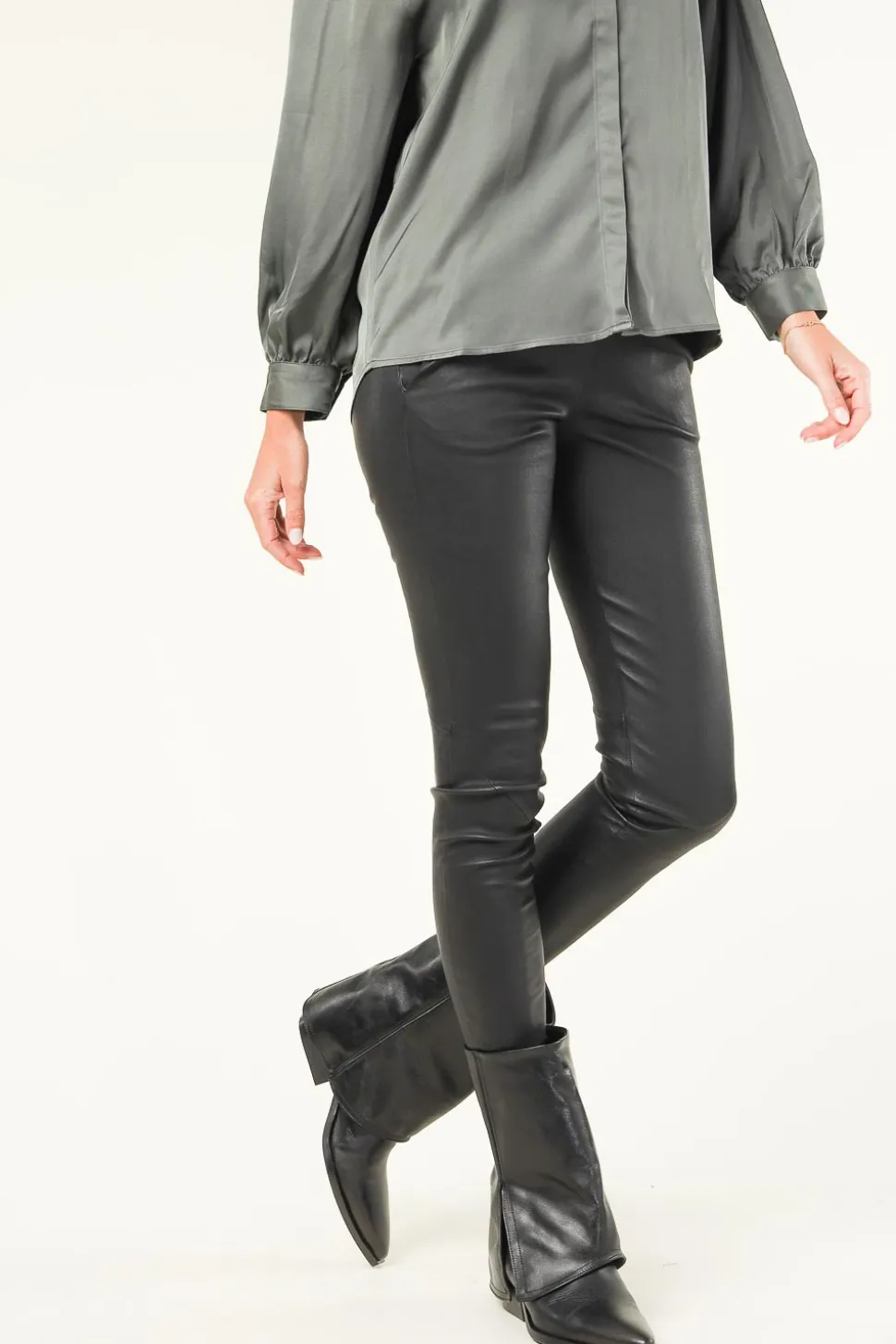 Store Ibana Leather Fold Over Boots Asa | Black... | | Little Soho