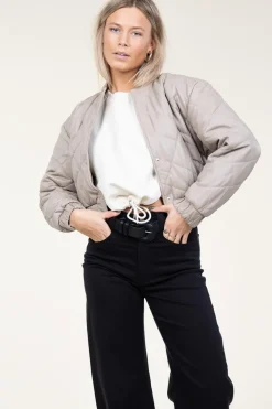 Best Ibana Leather Padded Jacket Jeromy | Taupe... | | Little Soho