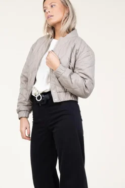 Best Ibana Leather Padded Jacket Jeromy | Taupe... | | Little Soho