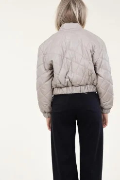 Best Ibana Leather Padded Jacket Jeromy | Taupe... | | Little Soho