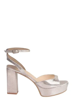 Shop 45374 Leather Sandals With Platform Charleze | Silver... | March23 | Little Soho