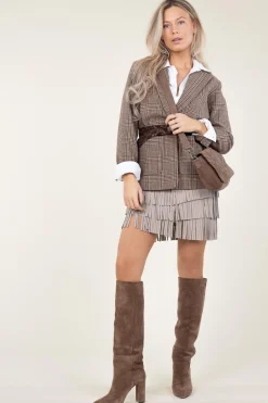 New Ibana Leather Skirt With Frills Sivan | Taupe... | | Little Soho