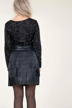 Fashion Ibana Leather Skirt With Frills Sivan | Black... | | Little Soho