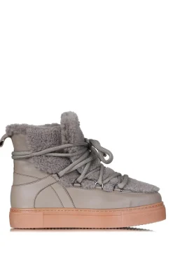 Store Est'Seven Leather Sneakers Mouton Fur | Taupe... | | Little Soho