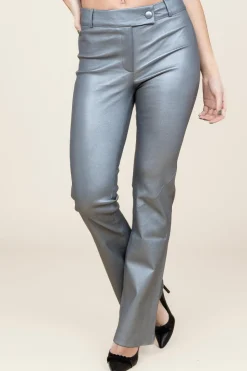 Discount STUDIO AR Leather Stretch Flared Pants Jaela | Silver... | | Little Soho