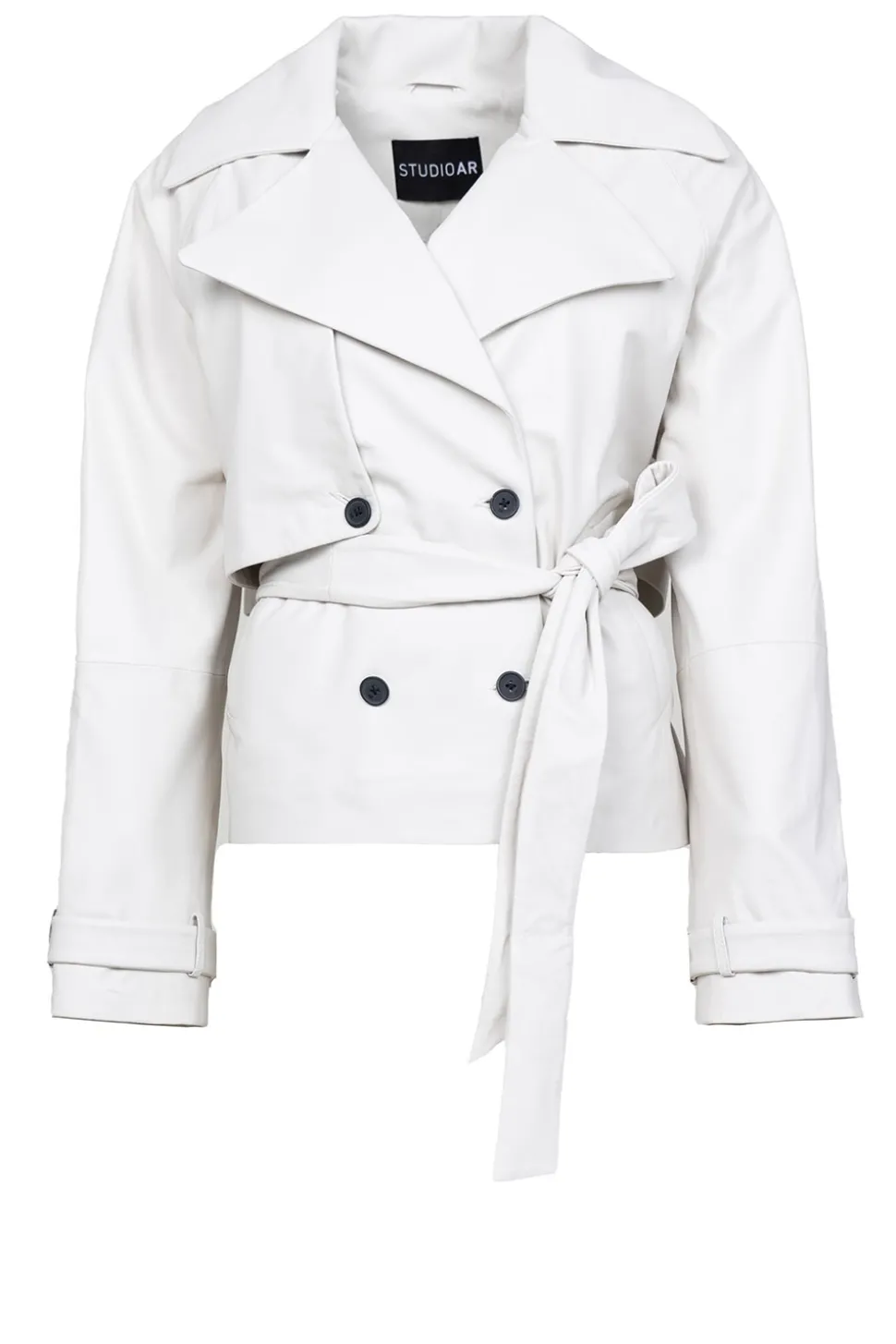 Cheap STUDIO AR Leather Trenchcoat Anza | White... | | Little Soho