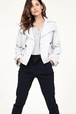 Cheap STUDIO AR Leather Trenchcoat Anza | White... | | Little Soho