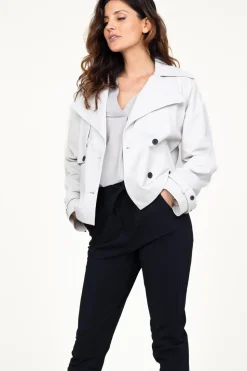 Cheap STUDIO AR Leather Trenchcoat Anza | White... | | Little Soho
