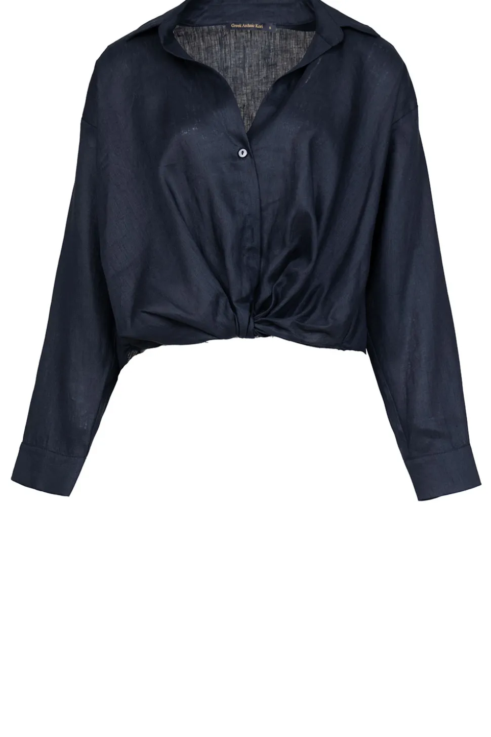 Fashion Greek Archaic Kori Linen Blouse With Tie Detail Marlin | Black... | | Little Soho
