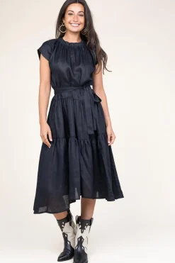 Shop Greek Archaic Kori Linen Dress Grace | Black... | | Little Soho