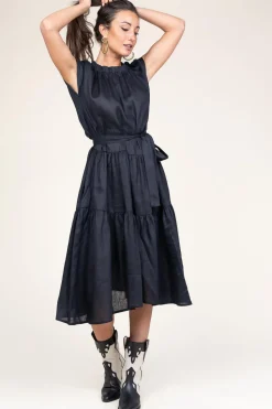 Shop Greek Archaic Kori Linen Dress Grace | Black... | | Little Soho