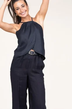 Store Greek Archaic Kori Linen Halter Top Pam | Black... | | Little Soho