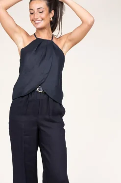 Store Greek Archaic Kori Linen Halter Top Pam | Black... | | Little Soho