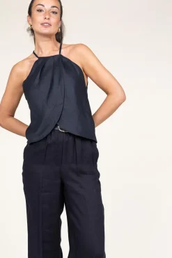 Store Greek Archaic Kori Linen Halter Top Pam | Black... | | Little Soho