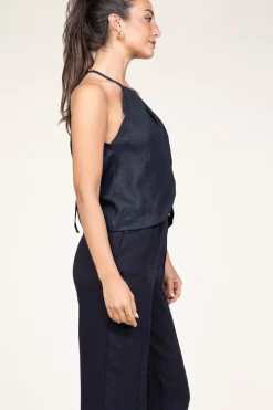 Store Greek Archaic Kori Linen Halter Top Pam | Black... | | Little Soho