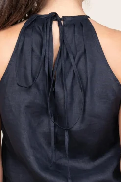 Store Greek Archaic Kori Linen Halter Top Pam | Black... | | Little Soho