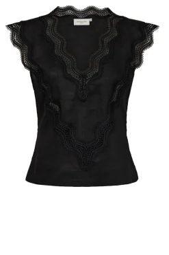 Shop Copenhagen Muse Linen Lace Top Natuli | Black... | | Little Soho