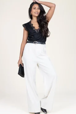 Shop Copenhagen Muse Linen Lace Top Natuli | Black... | | Little Soho