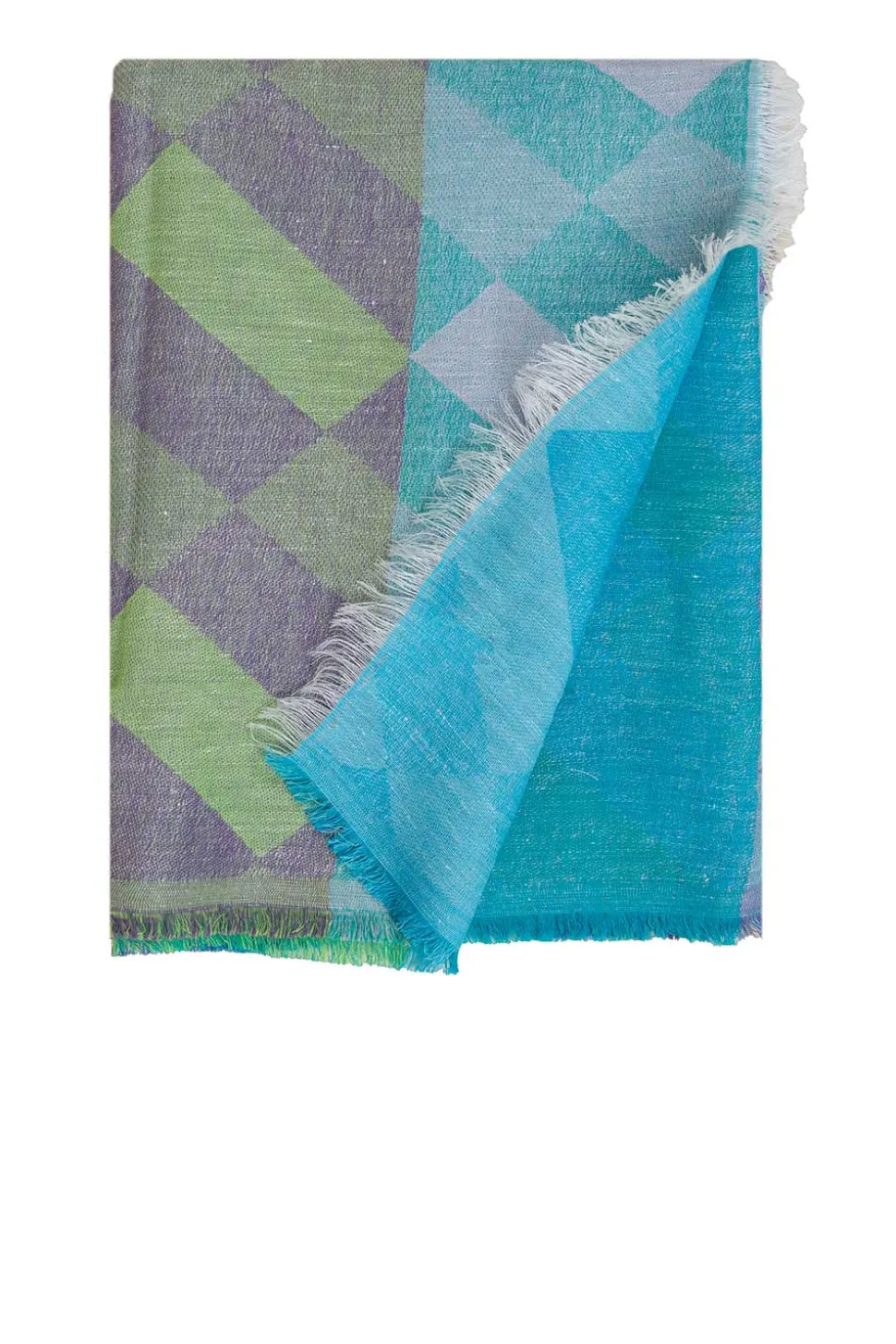Hot Moment Amsterdam Linen Mix Scarf With Print Lilly | Blue... | | Little Soho